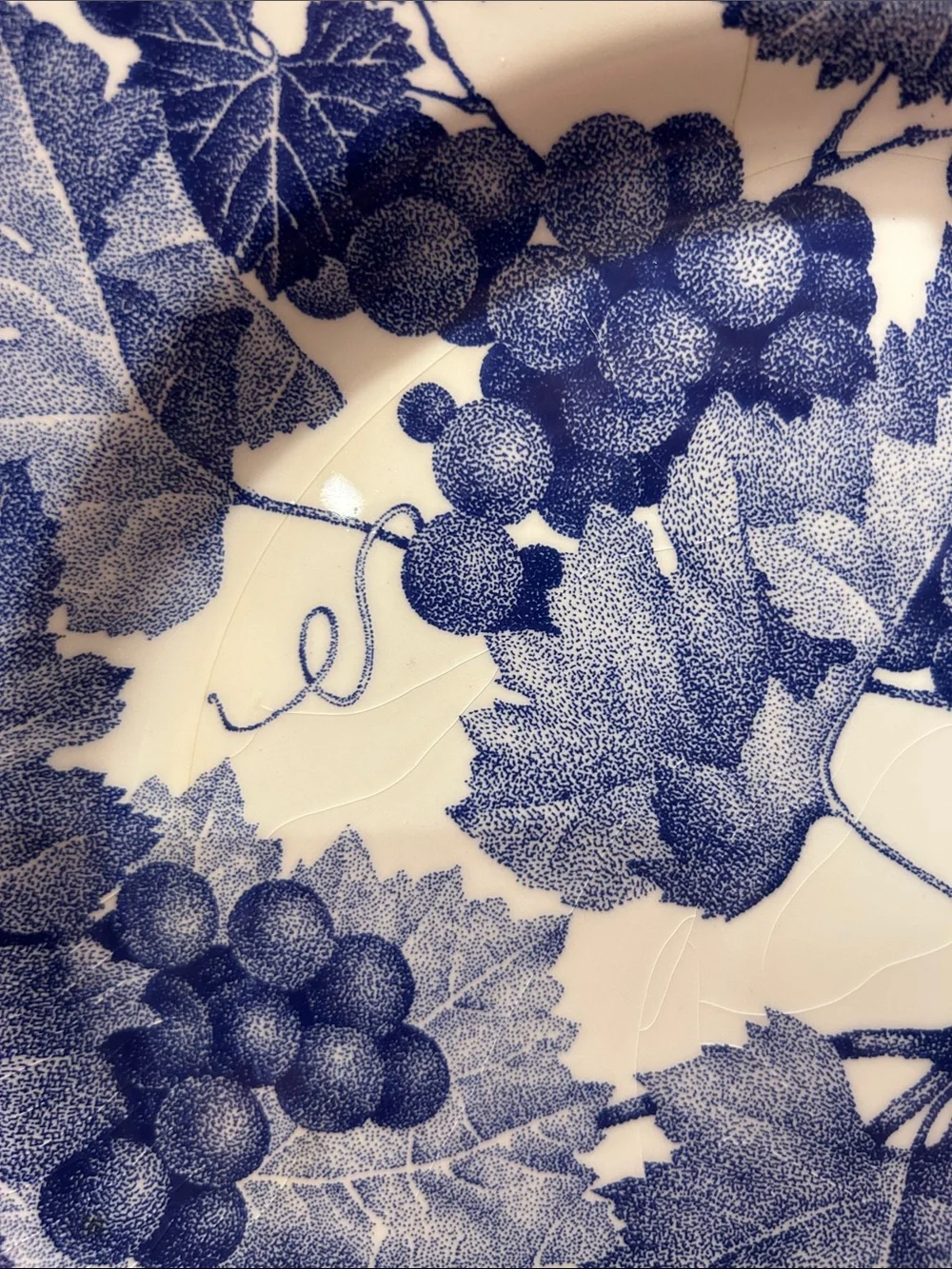 Blue Vine Decorative Serving Plate - White and Blue Made in Italy